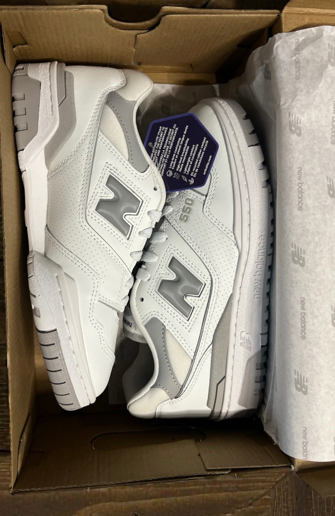 New Balance 550 White Rain Cloud Grey Sneakers