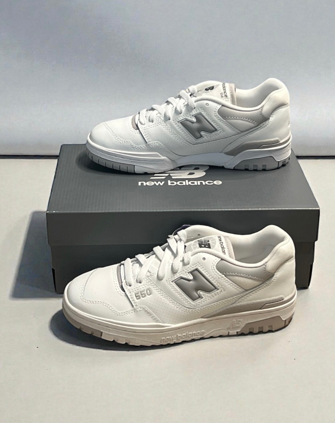 New Balance 550 White Rain Cloud Grey Sneakers